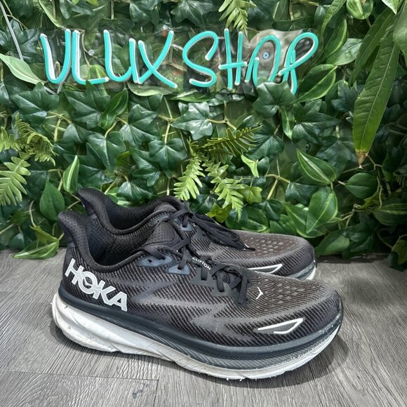 Hoka One One Mens Clifton 9 1127895 BWHT Black Running Shoes Sneakers Sz 12.5 D main image 8
